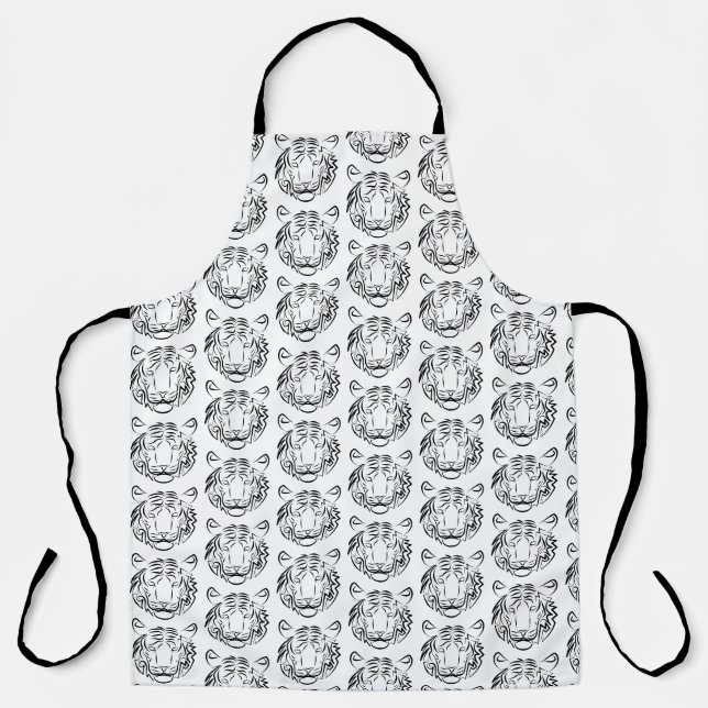 Black and White Tribal Tiger Apron (Front)