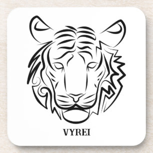 Black and White Tribal Tiger Coaster