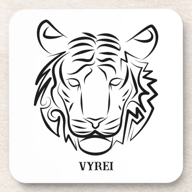 Black and White Tribal Tiger Coaster (Front)