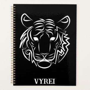 Black and White Tribal Tiger Planner