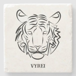 Black and White Tribal Tiger Stone Coaster