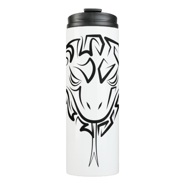 Black and White Tribal Tiger Thermal Tumbler (Front)
