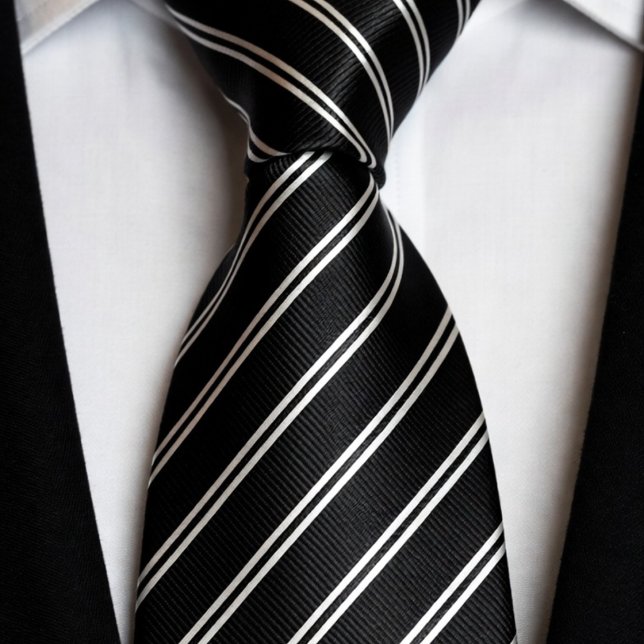 Black and White Triple Stripe Modern Business Tie (Creator Uploaded)