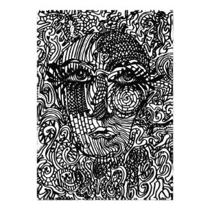 Black and White Trippy Line Portrait Photo Print