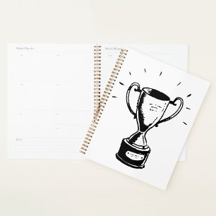 Black And White Trophy Spiral Planner