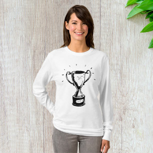 Black And White Trophy Womens Long-Sleeve T-Shirt