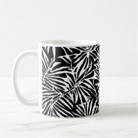 Black And White Tropical Leaf Repeating Pattern