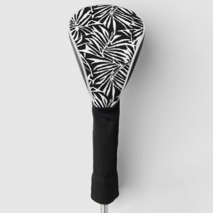 Black And White Tropical Leaf Repeating Pattern Golf Head Cover