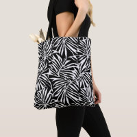 Black And White Tropical Leaf Repeating Pattern