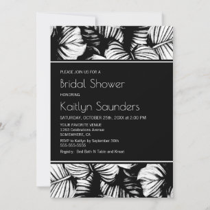 Black and White Tropical Palm Bridal Shower Invitation