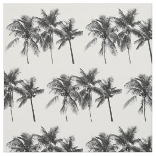 Black and white tropical palm tree summer modern fabric
