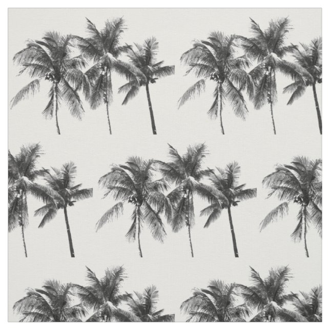 Black and white tropical palm tree summer modern fabric (Swatch)
