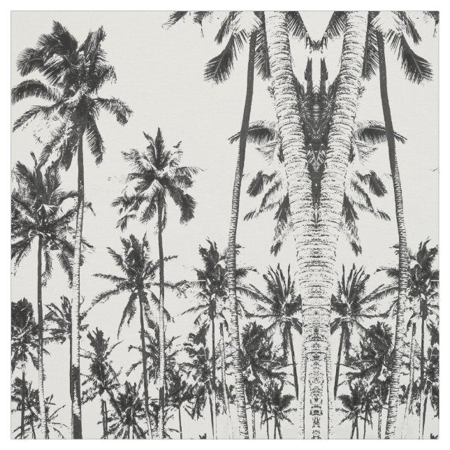 Black and white tropical palm tree summer modern fabric (Swatch)