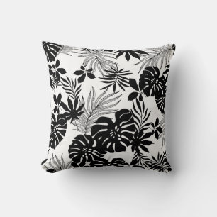 Black and White Tropics: Silhouetted Nature Cushion