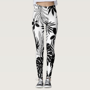 Black and White Tropics: Silhouetted Nature Leggings