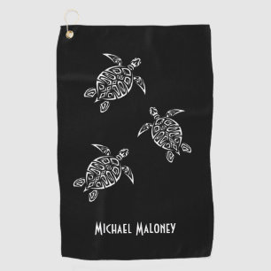 Black And White Turtle Your Name Maritime Golf Towel