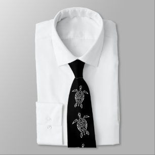 Black And White Turtles Maritime Coastal Tie