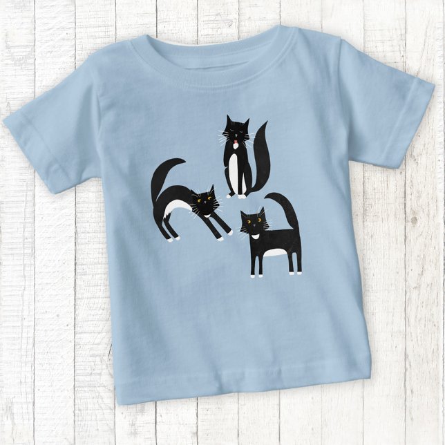 Black and White Tuxedo Cat Baby T-Shirt (Black and white tuxedo cat t-shirt)