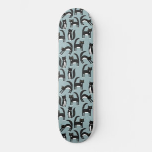 Black and White Tuxedo Cat Fun Pattern Skateboard