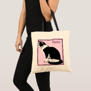 Black and White Tuxedo Cat Personalised Budget Tote Bag
