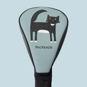 Black and White Tuxedo Cat Personalised Golf Head Cover