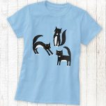 Black and White Tuxedo Cat T-Shirt<br><div class="desc">Cute black and white tuxedo cats going about their business. Perfect for animal and pet lovers. Original art by Nic Squirrell.</div>