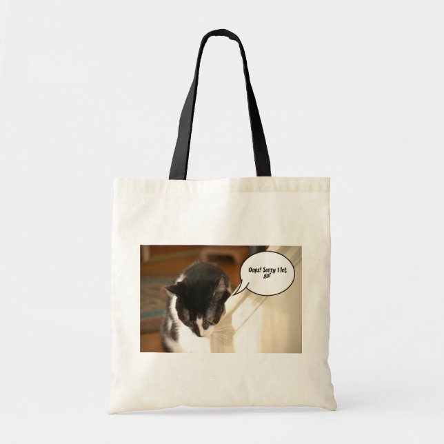 black and white tuxedo Cat Tote Bag (Front)