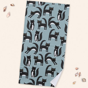 Black and White Tuxedo Cats Beach Towel