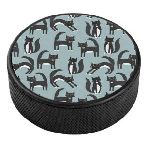 Black and White Tuxedo Cats Hockey Puck