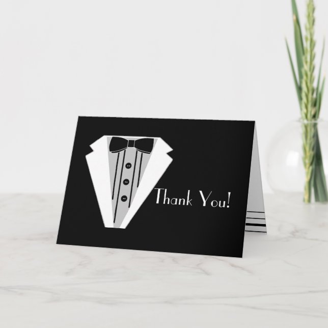 Black and White Tuxedo Thank You Card (Front)