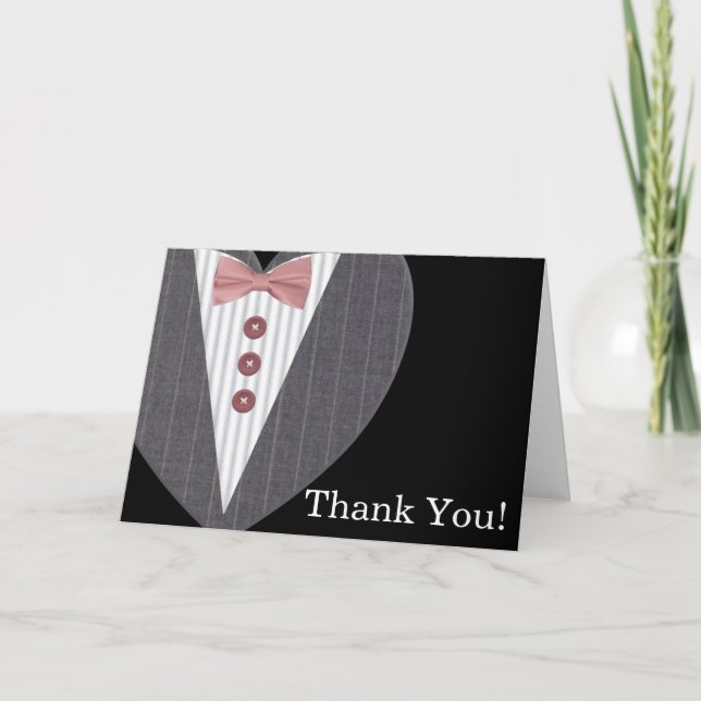 Black and White Tuxedo Thank You Card (Front)