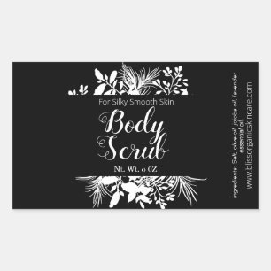 Black And White Twigs And Leaves Body Scrub Spa Rectangular Sticker