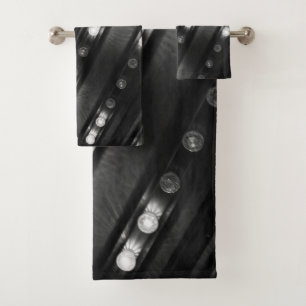 Black and White Twinkle Lights  Bath Towel Set