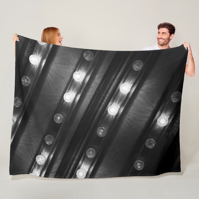 Black and White Twinkle Lights Fleece Blanket (In Situ)