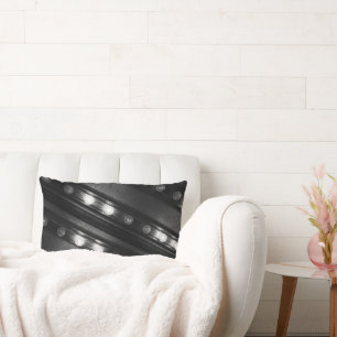 Black and White Twinkle Lights Lumbar Cushion
