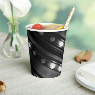 Black and White Twinkle Lights Paper Cups