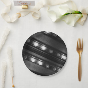 Black and White Twinkle Lights Pattern Paper Plate