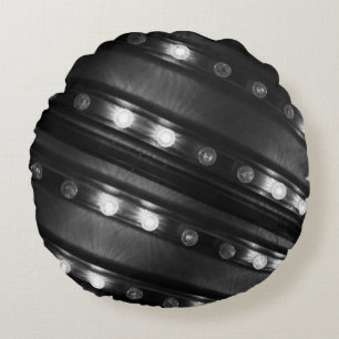 Black and White Twinkle Lights Round Cushion