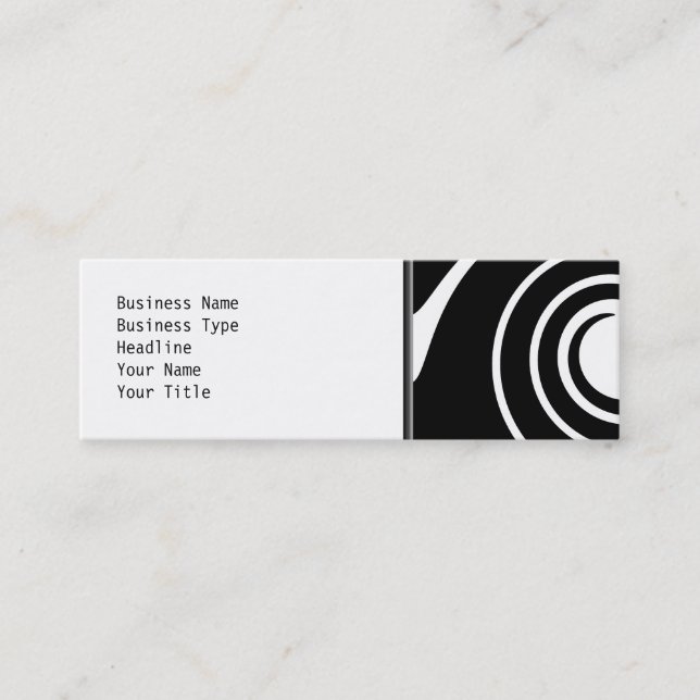 Black and White Twist. Mini Business Card (Front)