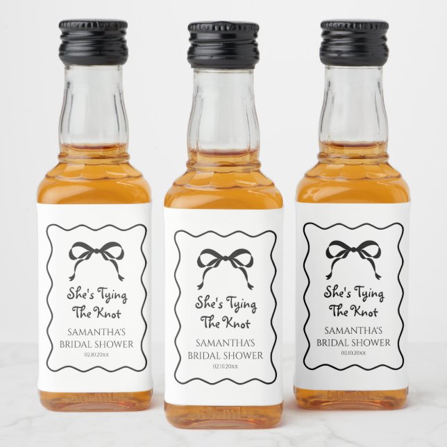 Black and White Tying the Knot Bridal Shower Liquor Bottle Label (Bottles)
