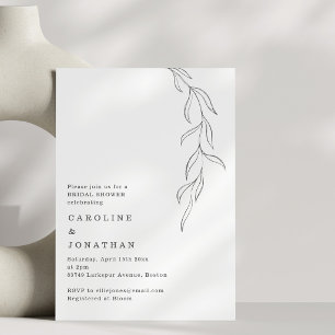 Black and White Typewriter Botanical Bridal Shower Invitation