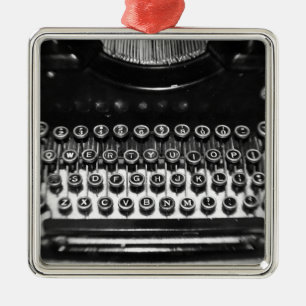 Black and White Typewriter Metal Tree Decoration