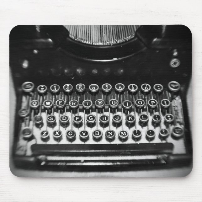 Black and White Typewriter Mouse Pad (Front)