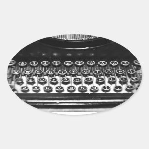 Black and White Typewriter Oval Sticker