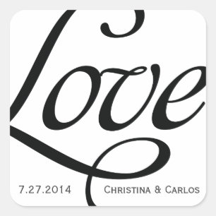 Black and White Typographic Love Sticker