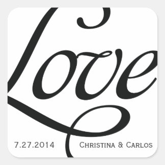 Black and White Typographic Love Sticker