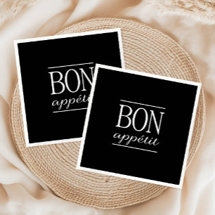 Black And White Typography BON APPETIT Napkin