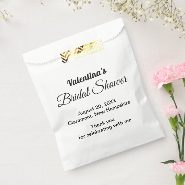 Black and White Typography Bridal Shower Paper Bag (Sealed)