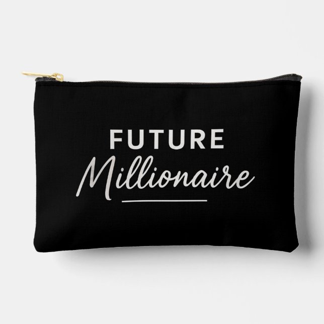 Black and White Typography Clean Modern Motivation Accessory Pouch (Front)