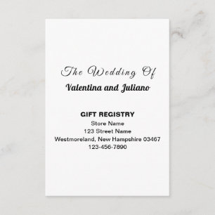 Black and White Typography Gift Registry Portrait Enclosure Card